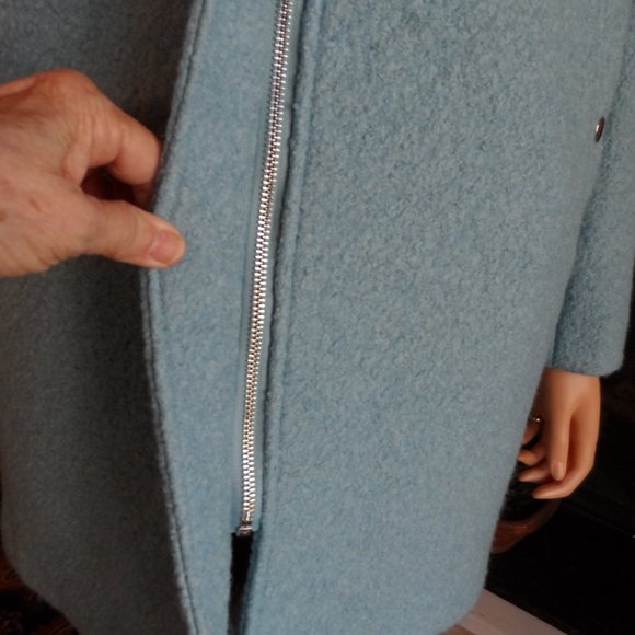 New Ann Taylor Sky Blue Wool Blend Pea Coat Size PL - Picture 7 of 16